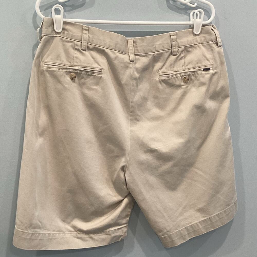 Vtg Polo Ralph Lauren Mens Pleated Shorts 36 Khaki Beige 9 In Preppy Classic 90s - Picture 4 of 10